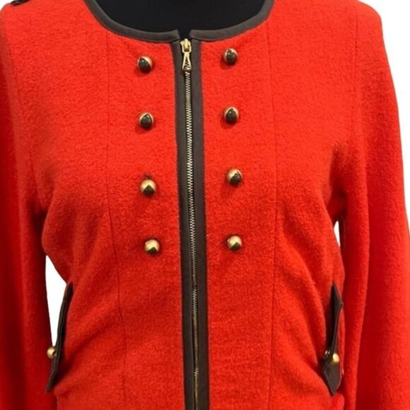 Leifsdottir Anthropologie colonel cardigan Red 100% wool sweater jacket small - Picture 4 of 12